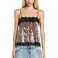 Women's Sequin Lace Trim Cami Top Summer Sleeveless Spaghetti Strap Glitter Camisole Vintage Party Clubwear Blouse