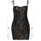 Jacquard Double Deck Dress Party Women Y2K Sexy Lace Spaghetti Strap Body-Shaping Nighclub Summer Trend Mini Bodycon