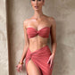 Elegant Strapless Sexy Two Piece Set Women Sleeveless Crop Top And High Split Skirt Matching Sets Party Dress Sets