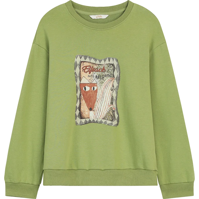Women's Sweatshirt with Graphic and Slogan Print, Everyday Outdoor Top