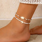 2Pcs Kpop Boho Starfish Turtles Conch Seed Beads Chain Anklet for Women Summer Beach Sweet Ankle Barefoot Y2K Jewelry