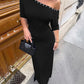 Off-shoulder Backless Sexy Maxi Dress Women Elegant Black Bodycon Ruched Split Party Club Long Dress Female Gown