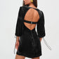 Velvet Backless Sexy Mini Dress For Women Elegant Autumn Winter New Square Collar Half Sleeve Bodycon Club Party Dress