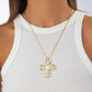 Retro Stylish Inlaid Imitation Pearl Cross Pendant Necklace Woman 2025 Hip Hop Unique Clavicle Chain Punk Party Jewelry