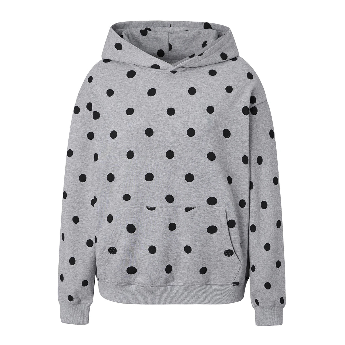 Women Polka Dot Print Oversized Hoodie Long Sleeve Kangaroo Pocket Casual Hooded Sweatshirt Autumn Daily Pullover Tops