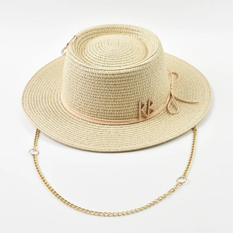 Spring Summer Straw Hats for Women Ribbon Decoration Elegant Ladies Party Dress Hats Travel Beach Sun Hat Chapeau Femme