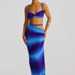 2 Piece Set Twisted Hollowed Out Crop Top and Long Skirt Vacation Outfits Women Summer Beach Party Dress