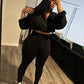 Basic Women 2 Piece Set Classic Solid Long Sleeve Drawstring Zip-up Coats+Slim Pants Female Autumn Casual Sporty Outfits