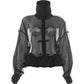 Mesh Patchwork T-Shirts Woman Bow Decoration Zip Stand Collar Full Sleeve Hot Girls High Street Fashion Style Tees