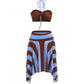 Sexy Fashion 2 Piece Set Woman Halter Long Rope+Skinny Tube Tops+Stripe Patchwork Mid Skirts Beach Party Style Suits
