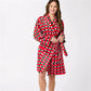 Women Christmas Shawl Robe Plush Bathrobe with Pockets Knee Length Nightgown Sleepwear Xmas Robes Loungewear