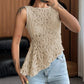 Sleeveless Asymmetrical Tops for Woman Clothing Sexy Summer See Through Lace Shirts & Blouses