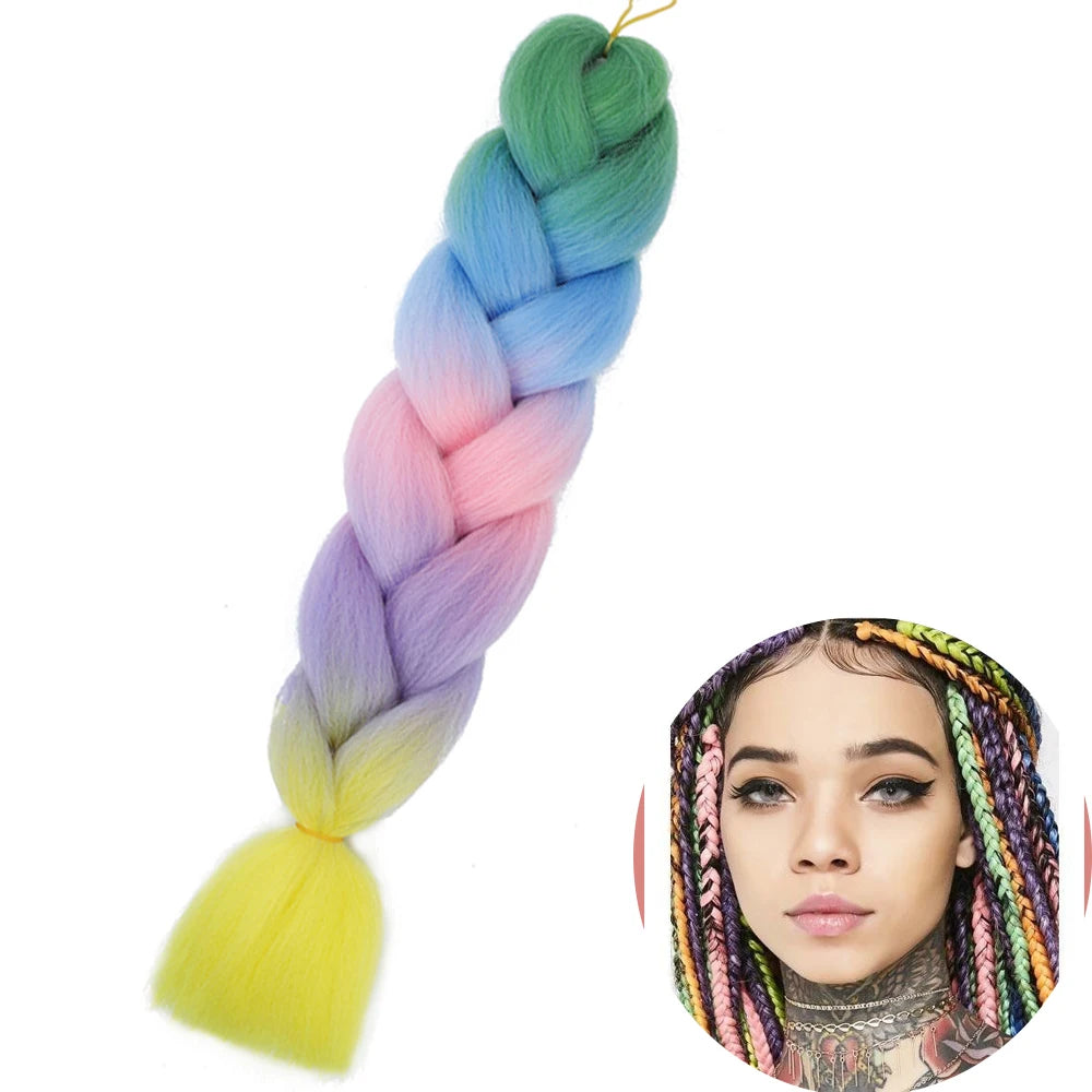 Synthetic Jumbo Braiding Hair Extension 24 Inch Heat Resistant Fiber In Bulk Ombre Jumbo Braids Hair For Black Women