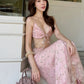 Sweet Flower Jacquard 2 Piece Set Women Trend Mesh Patchwork Bandages Sleeveless Tank Top+Skirts Sexy Party Clubwear
