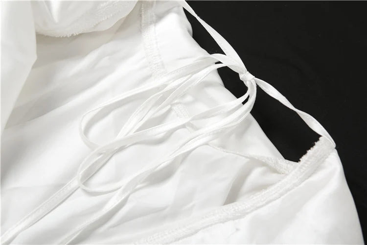 Smooth Office 2-Piece Set Women Satin Lace-Up Pile Collar T-shirt+Zip High Waist Straight Pants Commute Elegant Outfits