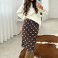 Womens Casual Midi Skirt Elegant Polka Dot Print Bodycon Pencil Skirt for Party Workout Daily Wear Summer Y2K Streetwear