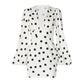 Classic Polka Dot Print White Dress Woman Clothing Sexy Deep V Neck Flare Sleeve Short Dresses Fall