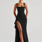 Elegant Spaghetti Strap Sexy Maxi Dress Women Gown Fashion Sleeveless Backless Thigh High Split Draped Club Long Dress