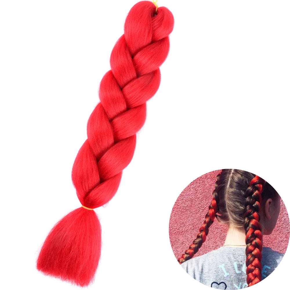 Synthetic Jumbo Braiding Hair Extension 24 Inch Heat Resistant Fiber In Bulk Ombre Jumbo Braids Hair For Black Women