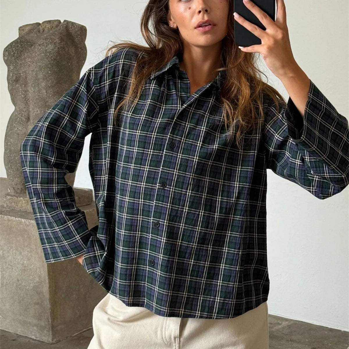 Y2K Vintage Long Sleeve Blouse Stripes Collared Shirts Striped Button Down Shirt Women Oversized Trendy Fall Y2K Clothes