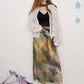 2025 Summer New Arrival Light Multi-color Oil Painting Style Graphic Maxi Skirt For Woman