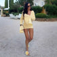 Deep V Neck Flared Long Sleeve Dress Fashion Sexy Yellow Short Dresses 2025 Autumn New Womens Clothing