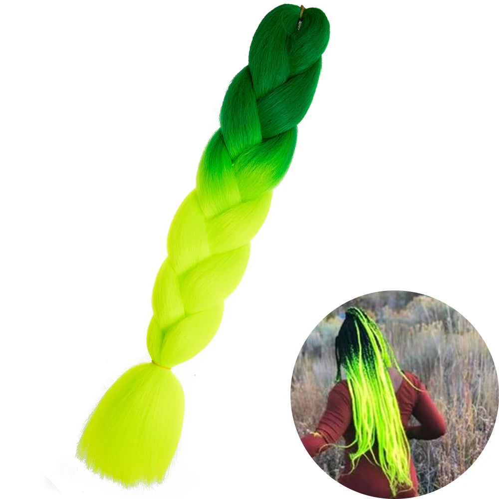 Synthetic Jumbo Braiding Hair Extension 24 Inch Heat Resistant Fiber In Bulk Ombre Jumbo Braids Hair For Black Women