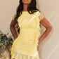 Elegant Ruffle Two Piece Set Women O Neck Short Sleeve Crop Tops And Mini Skirt Femme Fashion Party Sexy Dress Set 2023