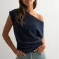 Off Shoulder Short Sleeve Knit T-Shirt Women Casual Loose Elegant Female Solid Sexy Knit Pullover Top Tees Outerwear