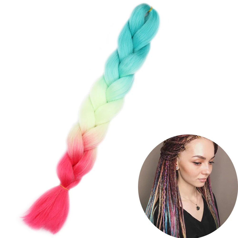 Synthetic Jumbo Braiding Hair Extension 24 Inch Heat Resistant Fiber In Bulk Ombre Jumbo Braids Hair For Black Women