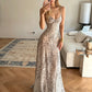 Leopard Print Maxi Dress Women Low-Neck Sleeveless See Through Skinny Beach Party Classic Summer Fashion Vestidos