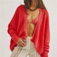 Women Open Front Waffle Knit Cardigan Batwing Long Sleeve Loose Irregular Hem Hollow Knitted Outerwear Boho Casual Top