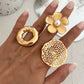 Creative Unique Metal Petal Flower Branch Open Ring Women Punk Gold Color Geometric Adjustable Rings Y2K Couple Jewelry