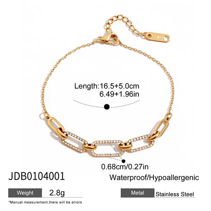 Zircon Star Metal Chain Bracelet Bangle Gold Plated Stainless Steel Watproof Summer Trendy Wrist Jewelry For Women