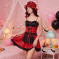 Women German Bavarian Dirndl Costume Polka Dot Beer Maid Mini Dress Ruffled Apron Hat Set German Carnival Party Outfit