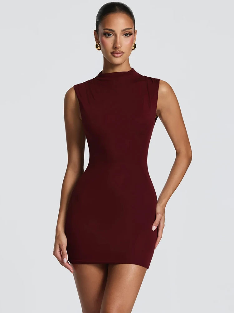 Women Sleeveless Sexy Mini Dress Corset Waist Bodycon Short Dresses Elegant Slim Fit Club Party Night Out Vestidos