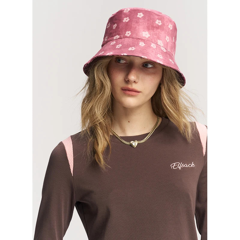 Patchwork Print Bucket Hat with Floral Pattern, Retro Mixed Block Sun Hat for Daily Outdoor, Chic Aesthetic Headwear