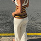 Letter Print 2 Piece Set Woman Colorful Striped Halter Low-Neck Backless Tank Tops+Flare Pants Casual Fashion Suits