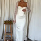 Lace Long Sleeve Sexy Maxi Dress For Women White Square Collar Backless Back Split Bodycon Club Party Long Dress
