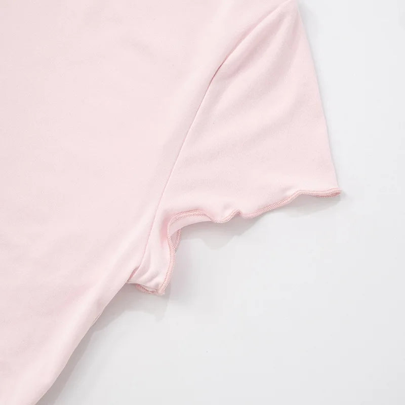 Casual Two Piece Set for Woman Pink Summer Outfits Short Sleeve Top and Loose Pants Suits Cozy Lounge Wear