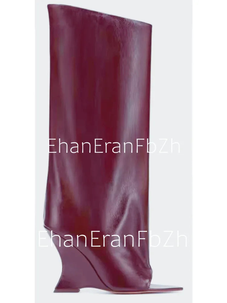 Ladies' Spring/Summer New Fish Mouth Slope High Heel Short Boots with Pointed Toe Exposed Cool Boots, Mid Top Boots