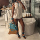 Woman 2 Piece Short Sets White Side Hollow Tank Top and Shorts Co Ords Sets Summer Holidays Outfits Woman