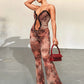 Leopard Print Jumpsuit Women Sleeveless Hollow Lace Patchwork Flare Long Overalls Midnight Sexy Skinny Rose Clubwear