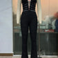 Hollow Bandage Jumpsuits Women Halter Sexy Jacquard Backless Sleeveless Skinny Street Workout Club Hipster Overalls