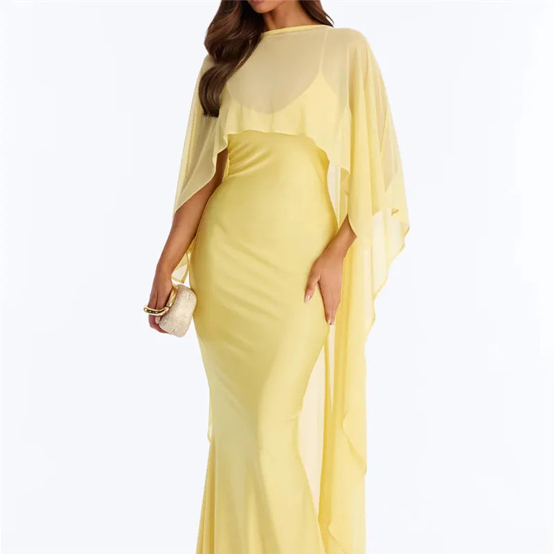 Women Sheer Chiffon Cape Shawl Asymmetric Drape Mesh Evening Dress Cover Up Bridal Wrap For Wedding Party Formal Events