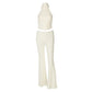 Two Piece Sets for Woman Sleeveless Halter Top and Flare Pants Matching Sets Casual Going Out Outfits