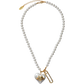 Women's Y2K Coquette Pearl Choker Necklace with Heart Saturn Charm, Safety Pin Detail Fashion Jewelry for Daily Wear