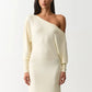 Women Elegant Off Shoulder Sexy Maxi Dress Batwing Long Sleeve Ruched Bodycon Dress Evening Party Wedding Guest Dress