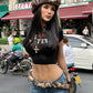 See Through Sexy Crop Tops Women Y2K Letter Print Fit Stretch Hottie Street Summer Sexy Hipster Classic Basis Tees