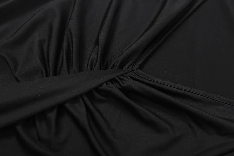 Chain Backless Long Sleeve Maxi Dress Black Prom Gowns Elegant Sexy Evening Party Dresses for Woman